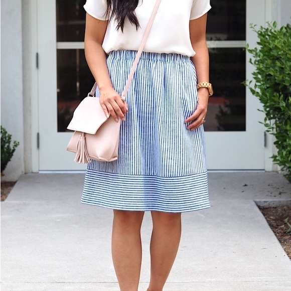 • [J. Crew] Striped Skirt • - Picture 1 of 12